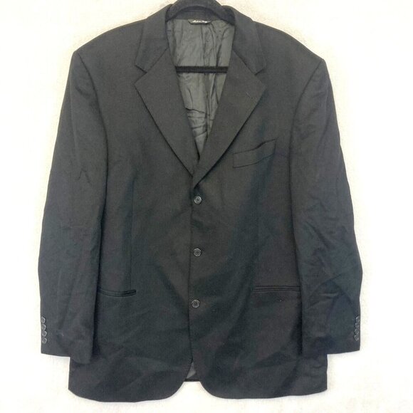 Hathaway Platinum 100% Cashmere Sports Coat Blazer Jacket Mens 46L Italy Black - Picture 1 of 14